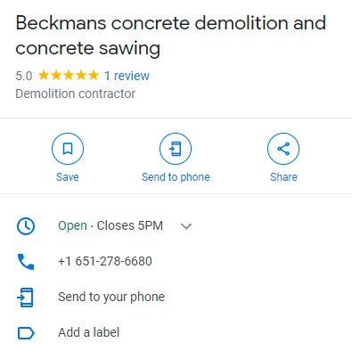 Beckmans concrete demolition and concrete sawing